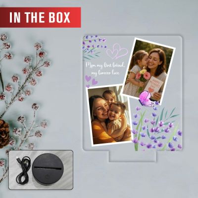 Personalized Mom “My First Friend” Engraved Night Lamp with Warm White Light & USB Powered